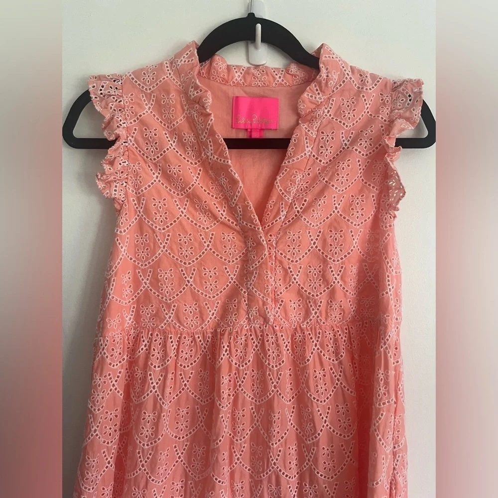 NEW Lilly Pulitzer Briela Eyelet Swing Cottagecore Dress Coral Pink Small - Picture 3 of 11